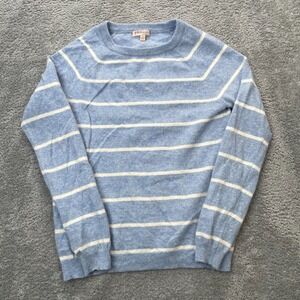 Philosophy Sweater Womens Small Blue Striped Cashmere Tight Knit Round Neck